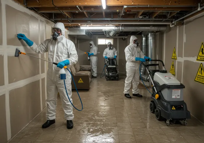 Basement Moisture Removal and Structural Drying process in Mount Vernon, TX